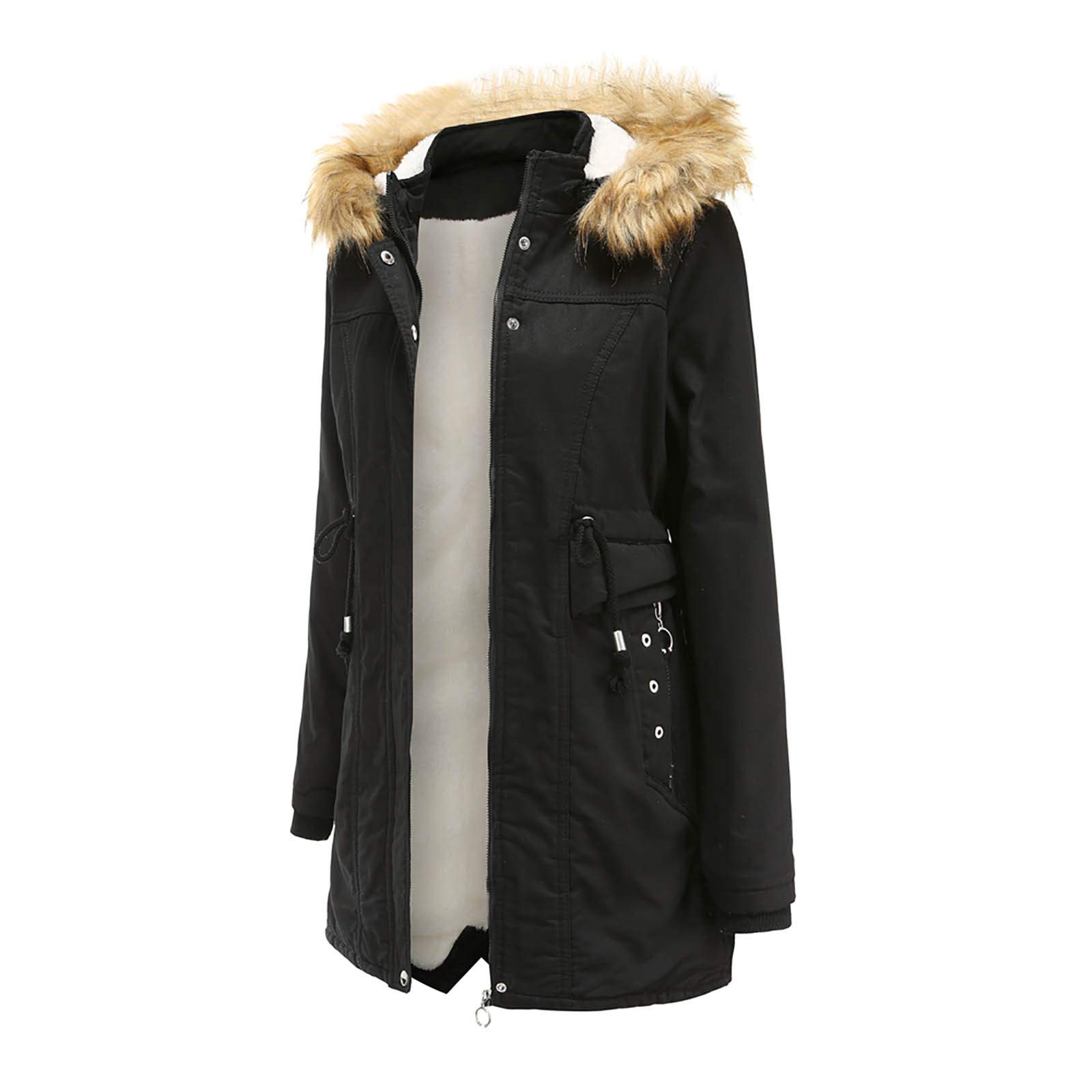 Posijego Women's Winter Fall Long Jacket - Thermal Cotton Fleece Coat for Cold Weather | Warm Outerwear for Hiking, Travel & Daily Commute