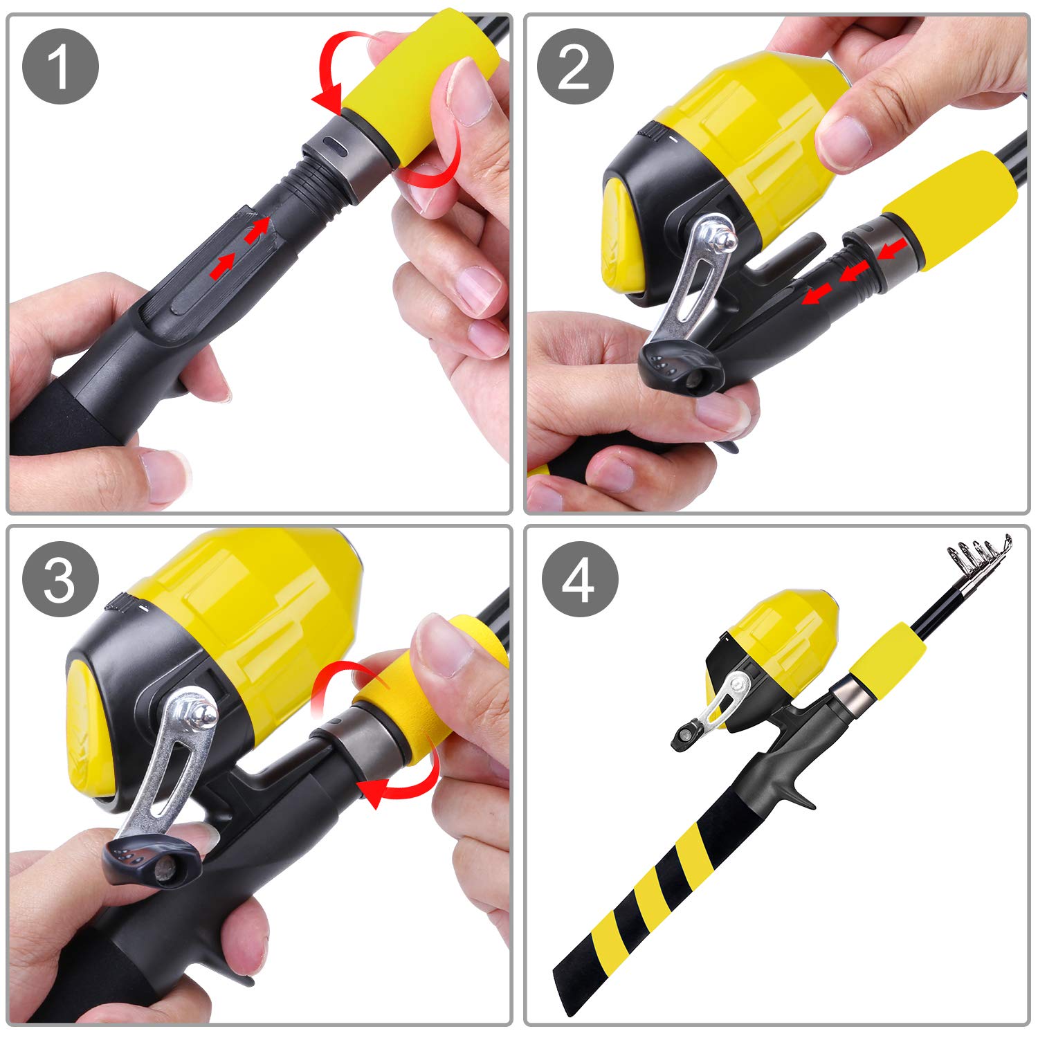 PLUSINNO Kids Fishing Pole - Telescopic Fishing Rod and Reel Combo Kit with Tackle Box | Portable Spincast Fishing Gear for Boys, Girls & Youth | Perfect for Beginners, Outdoor Adventures & Family Fishing Trips