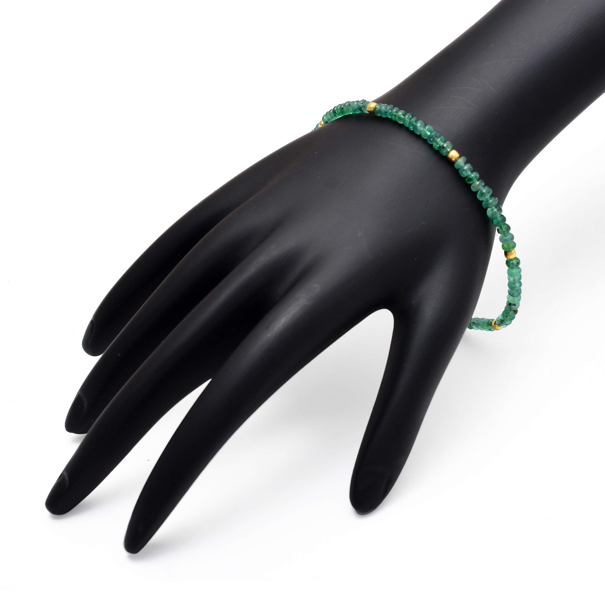 Emerald Beaded Bracelet for Women - Natural Emerald Gemstone Rondelle Beads Jewelry, Smooth Statement Bracelet for Elegant Outfits & Special Occasions