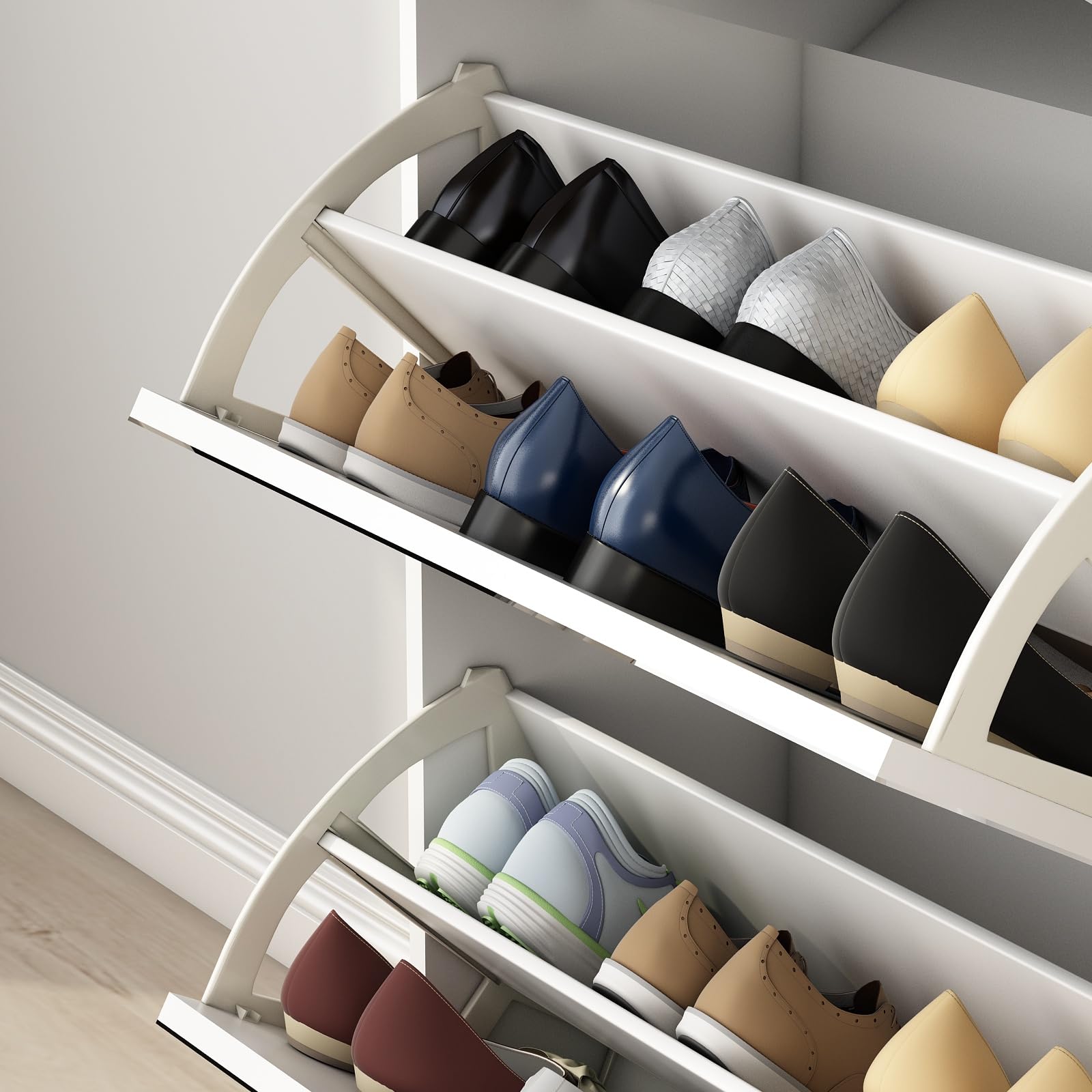 VERYKE Slim Shoe Storage Cabinet with 3 Flip Drawers - Freestanding Entryway Shoe Organizer for Hallway, Closet & Living Room - Space Saving Hidden Shoe Rack for Home & Office Organization
