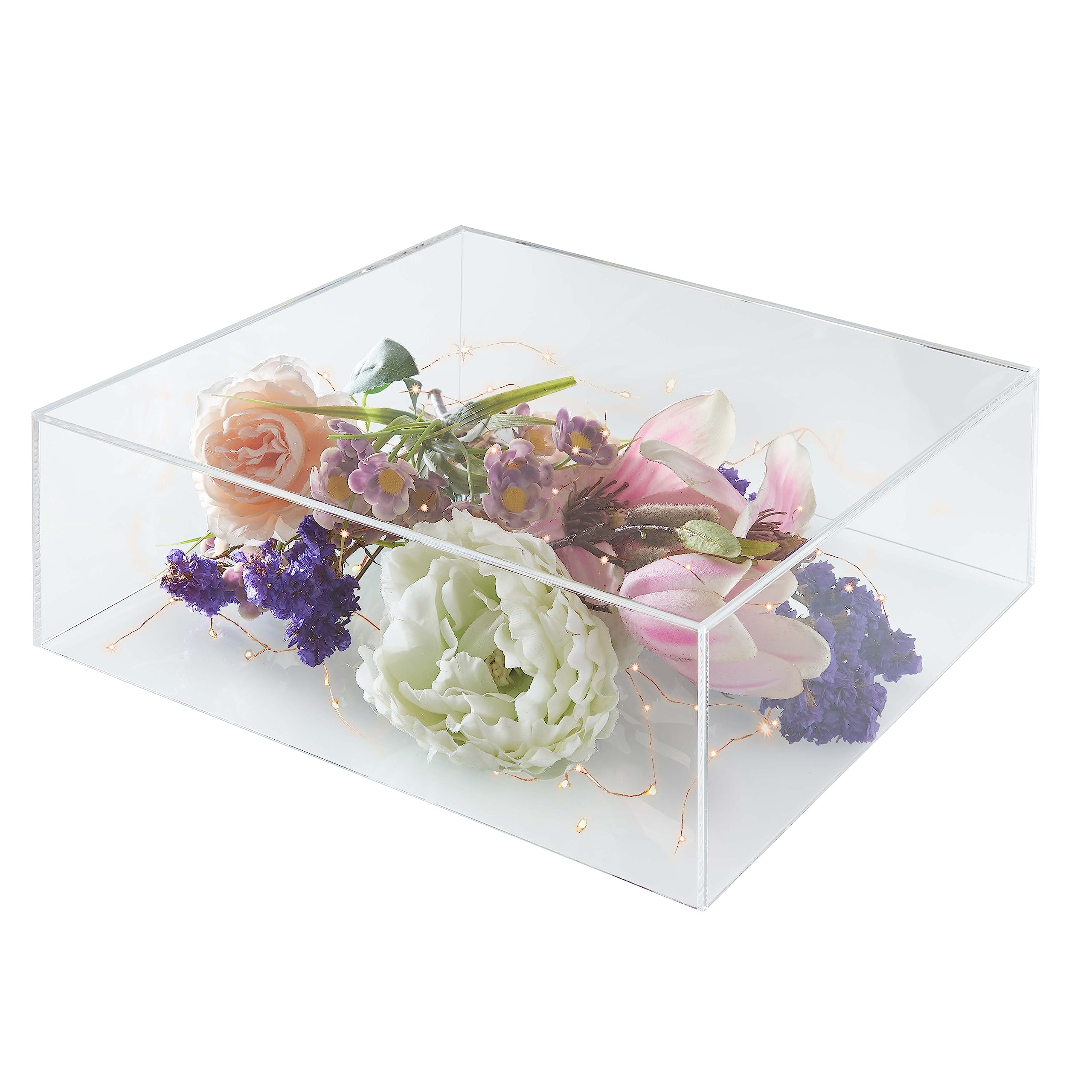 NOKI 12 Inch Square Acrylic Cake Stand with Hollow Fillable Base - Clear Decorative Dessert Display Stand for Wedding, Birthday, Party | Perfect for Showcasing Cakes, Cupcakes, Pastries at Events and Bakeries