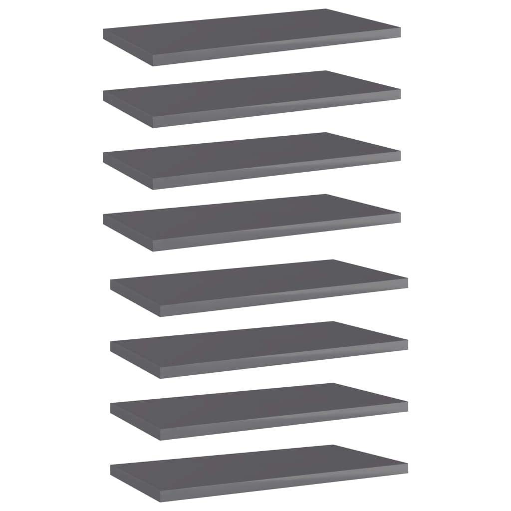 8-Piece High Gloss Gray Bookshelf Replacement Panels - Floating Shelves for Book Storage & Display - Organizer for Bookcases & Home Decor - Perfect for Living Room, Office & Bedroom Organization