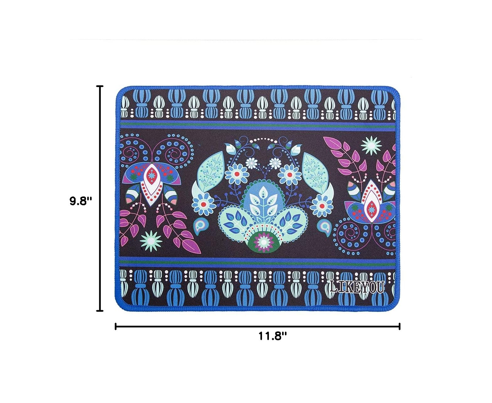 LIKEYOU Blue Floral Computer Mouse Pad - Non-Slip Gaming & Office Desk Mat for PC Laptop - Perfect for Work, Gaming, and Home Office Use