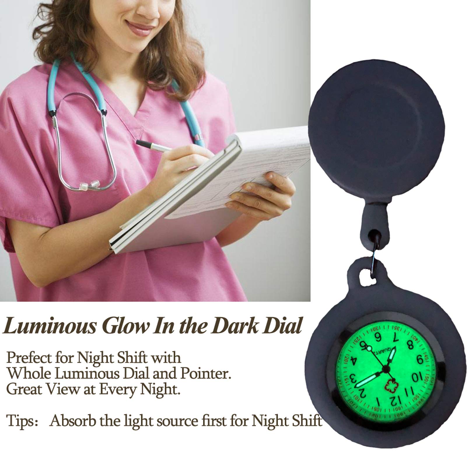 Nurse Watch with Second Hand - Clip On Fob Watch for Women Nurses | Perfect for Medical Professionals & Healthcare Workers