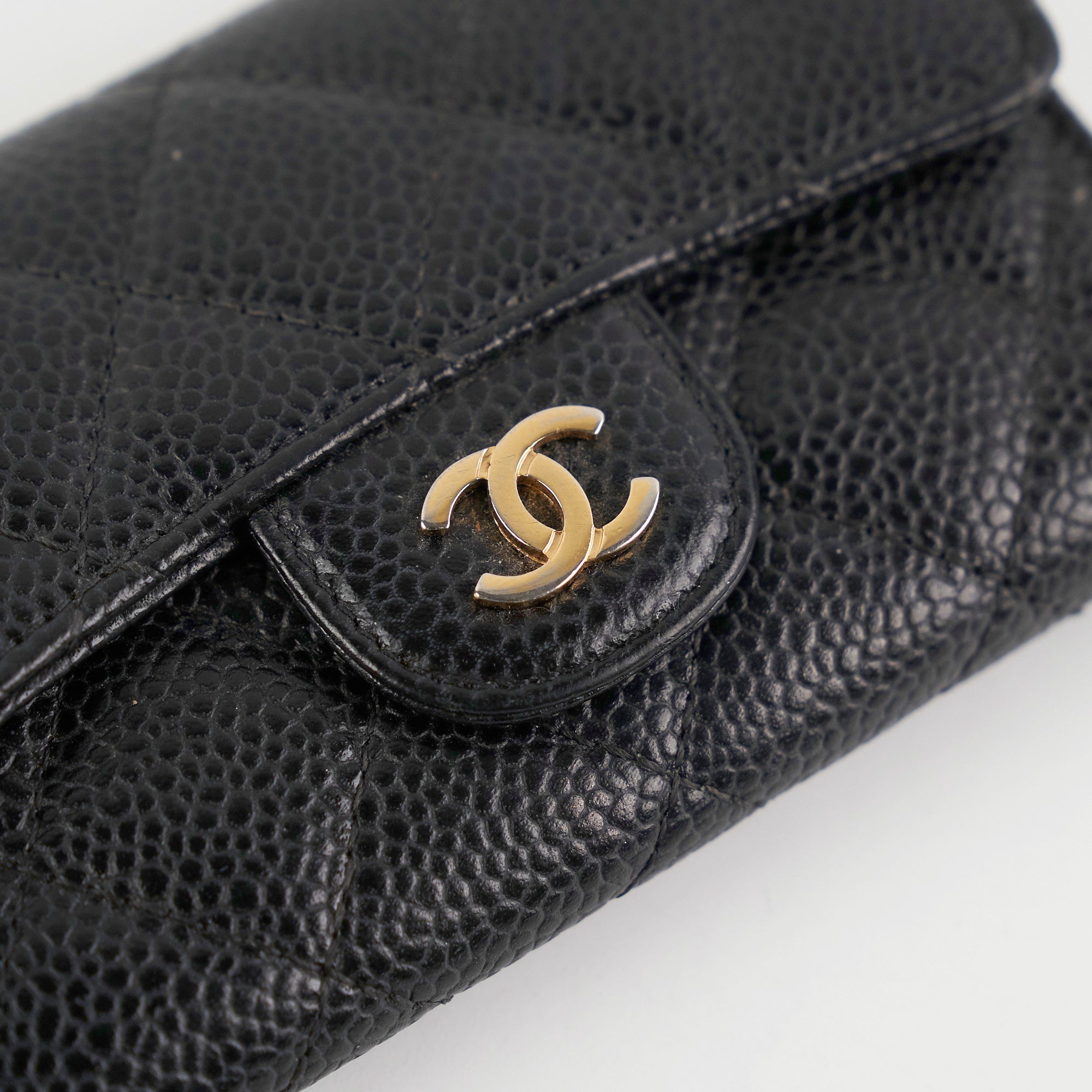 Chanel Caviar Quilted Leather Card Holder Wallet - Black | Luxury Compact Credit Card Case for Women | Perfect for Everyday Use, Travel & Gifting