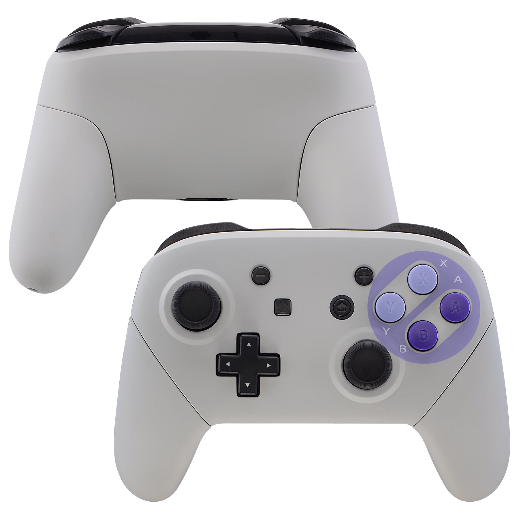 eXtremeRate Classic SNES Style Faceplate & Backplate Handles for Nintendo Switch Pro Controller (Controller Not Included) - FRT102 | Retro Gaming Accessories for Enhanced Comfort & Style