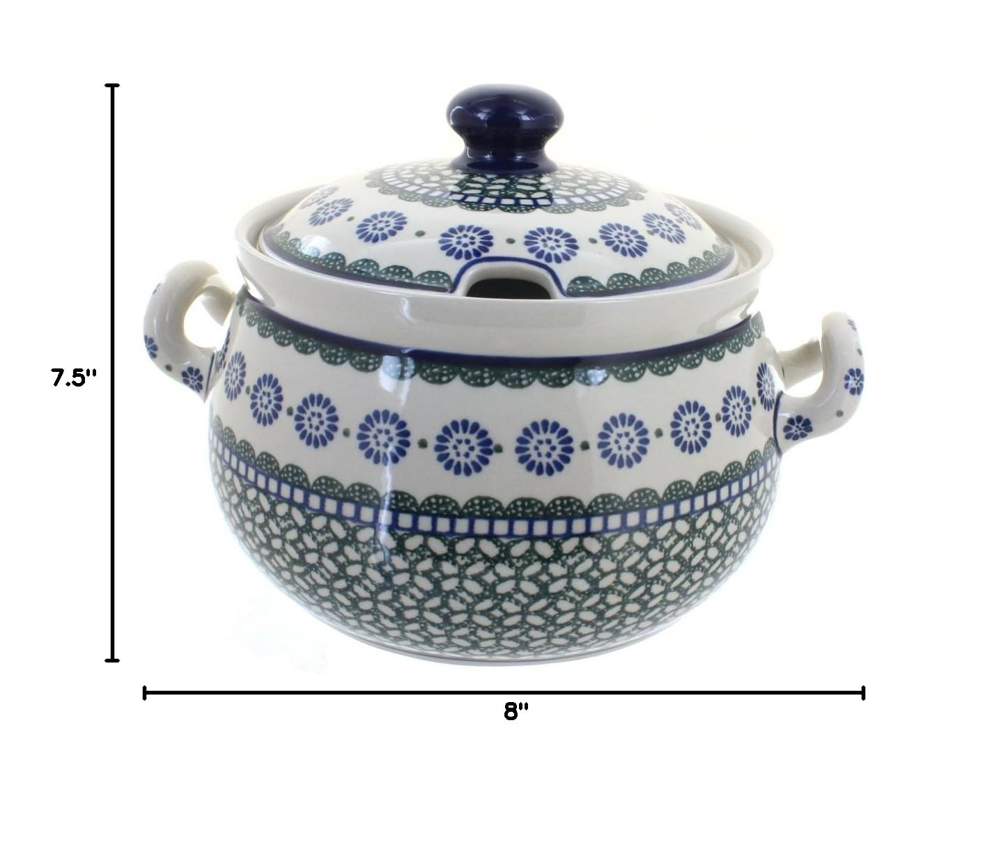 Blue Rose Pottery Maia Stoneware Soup Tureen with Lid - 8 Inch Round Serving Bowl, 15 Cup Capacity (5.75