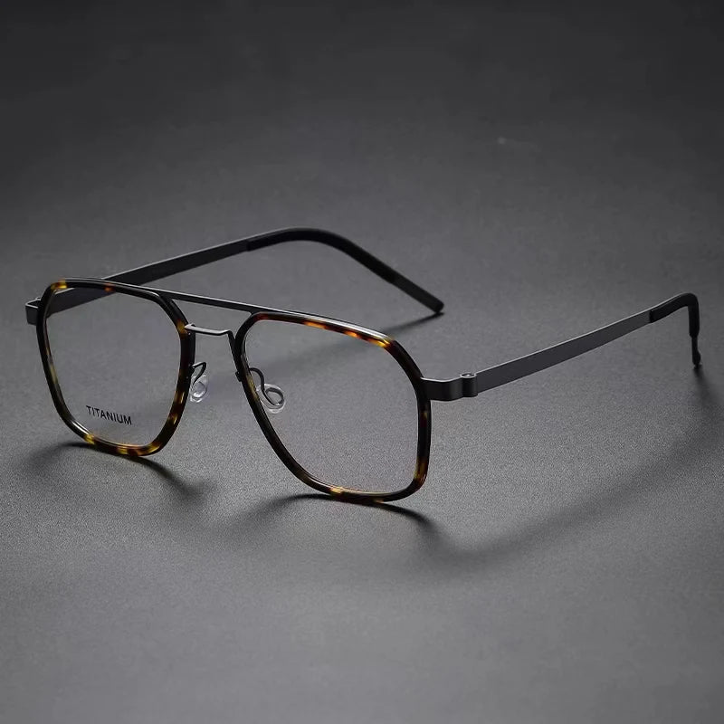 Aimee Unisex Full Rim Square Double Bridge Titanium Acetate Eyeglasses 89753 - Lightweight Durable Frames for Work, Reading & Fashion | Trendy Square Glasses for Men & Women