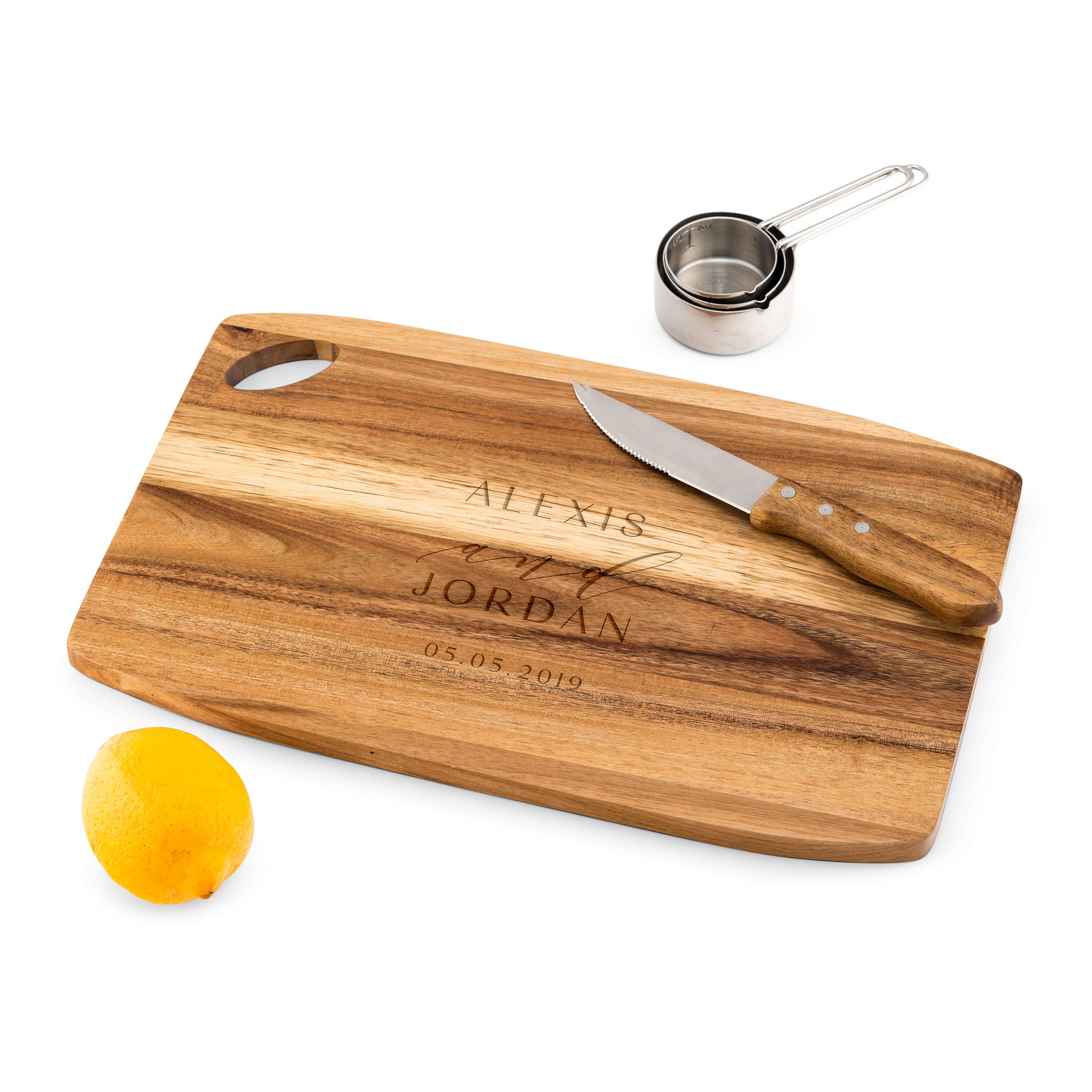 Personalized Wooden Cutting Board 16x10 Inches - Engraved Wedding Gift for Couples - Perfect for Anniversary, Bridal Shower & Kitchen Serving