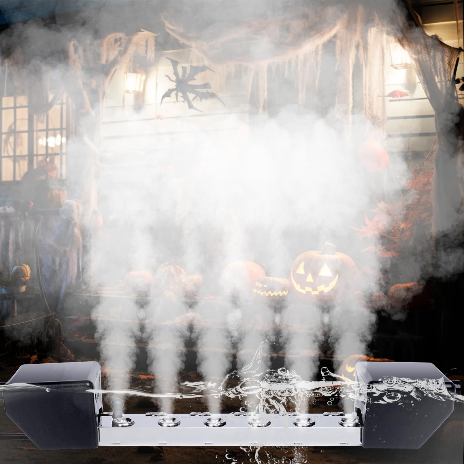 12-Head Ultrasonic Mist Maker - 9000mL/H High Output Pond Fogger with 400W Power Supply & Buoy Discs for Water Features, Gardens, Rockeries, Greenhouses | Perfect for Halloween Decor & Mushroom Growing