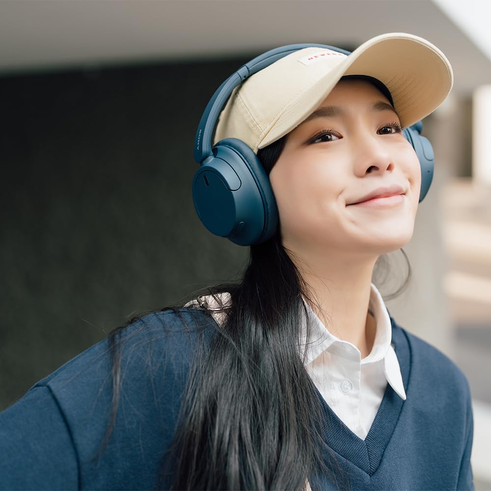 Sony WH-CH720NL Wireless Noise Canceling Bluetooth Headphones with Built-in Mic, 35H Battery & Quick Charge - Navy Blue - Perfect for Travel, Work & Music Lovers