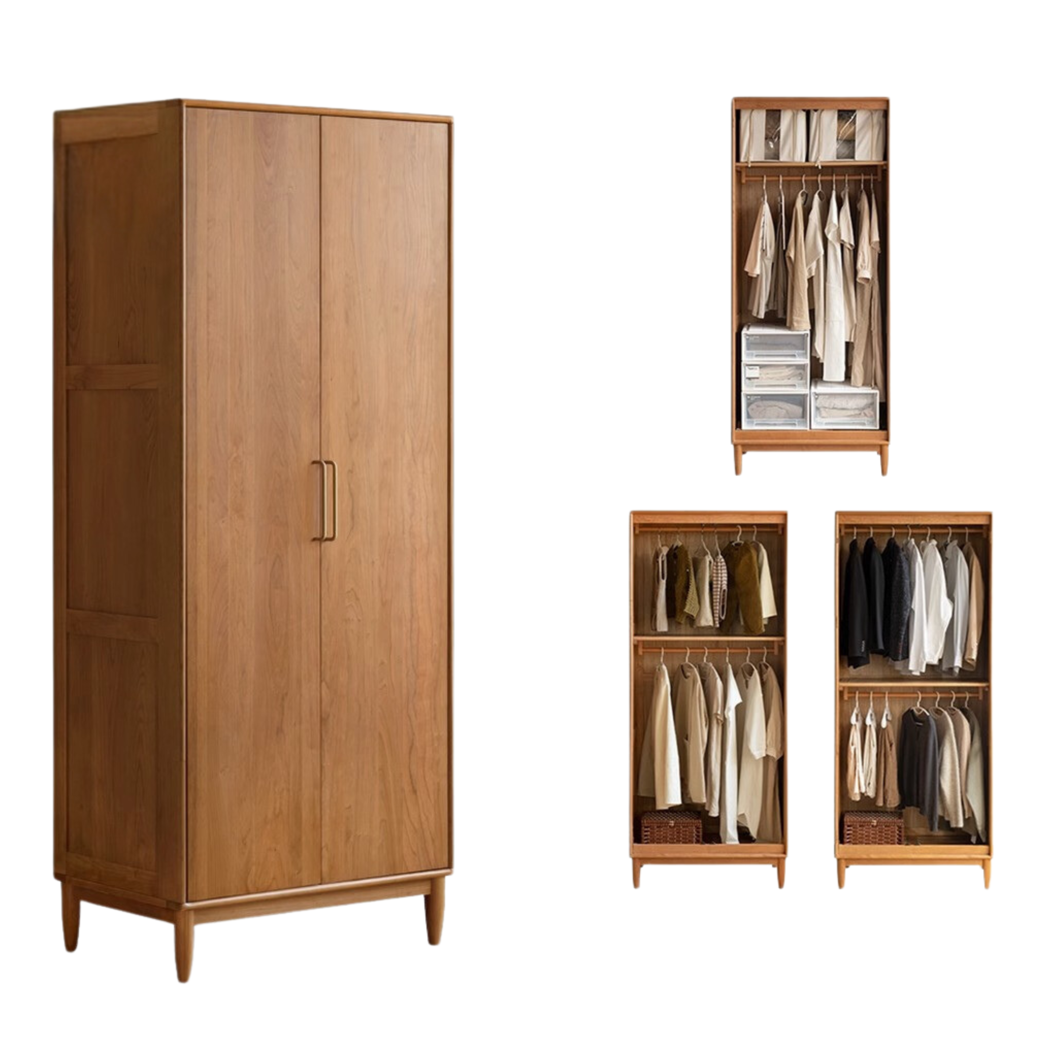 35.4x21.7x84.3inch / 90x55x214сm / Cherry color /  Cherry wood double door wardrobe type A