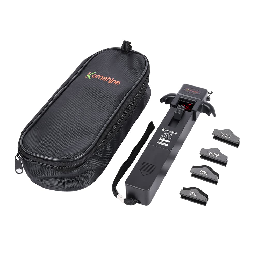Komshine 800-1700nm Fiber Optic Cable Tester with 4 Adaptors & Easy-Change Chucks - Optical Traffic Detector & Identifier (KFI-35) - Perfect for Network Installation, Maintenance & Telecom Engineering