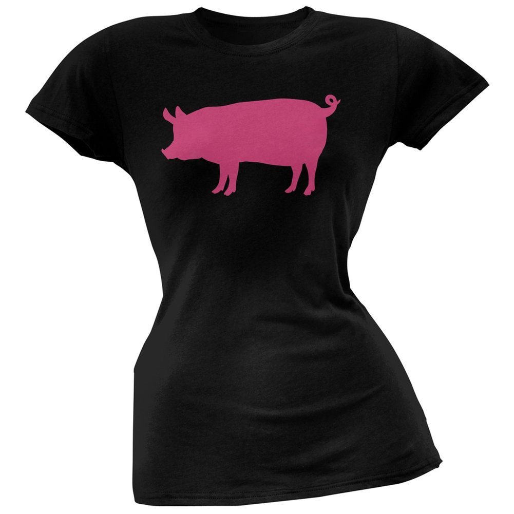 Soft Pink Pig Silhouette Juniors T-Shirt - Cute Casual Tee for Girls, Women & Teens - Perfect for School, Outings & Everyday Wear