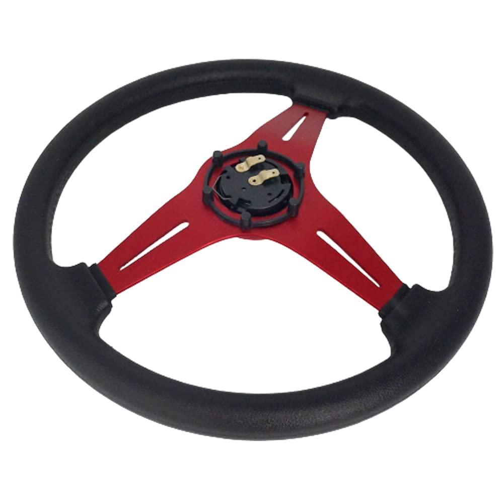 13.8” Universal Quick Release Racing Steering Wheel - 6 Bolt Flat Drift Car Steering Wheel with PU Leather Grip & Aluminum Spokes (Includes Horn Button) | Perfect for Drifting, Track Racing & Performance Driving