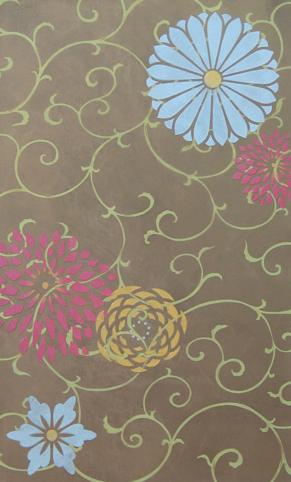 Oriental Vine Allover Wall Stencil - Floral Pattern Painting Template for DIY Home Decor, Wall Art, and Furniture Makeover - Perfect for Living Room, Bedroom, and Nursery Design