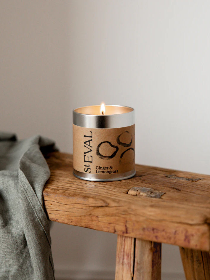 St. Eval Ginger & Lemongrass Scented Candle in Tin - Aromatherapy for Relaxation & Home Decor - Perfect for Living Room, Bedroom & Spa