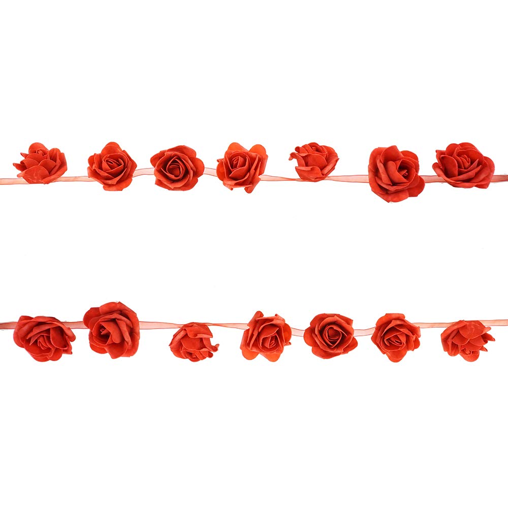 Homeford 56-Inch Red Foam Rose Hanging Garland - Artificial Flower Decor for Weddings, Parties & Home Decoration