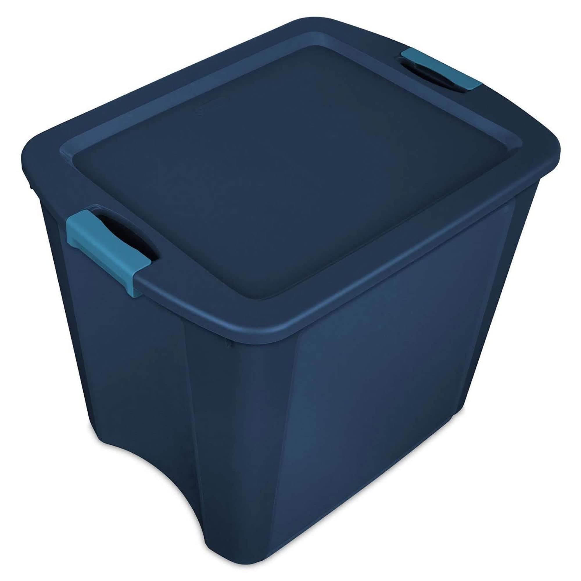 Sterilite 26 Gallon Latching Storage Tote Containers - 16 Pack True Blue for Home Office Organization, Moving & Closet Storage with Durable Carry Handles | Space Saving Stackable Design for Garage, Basement & Seasonal Items