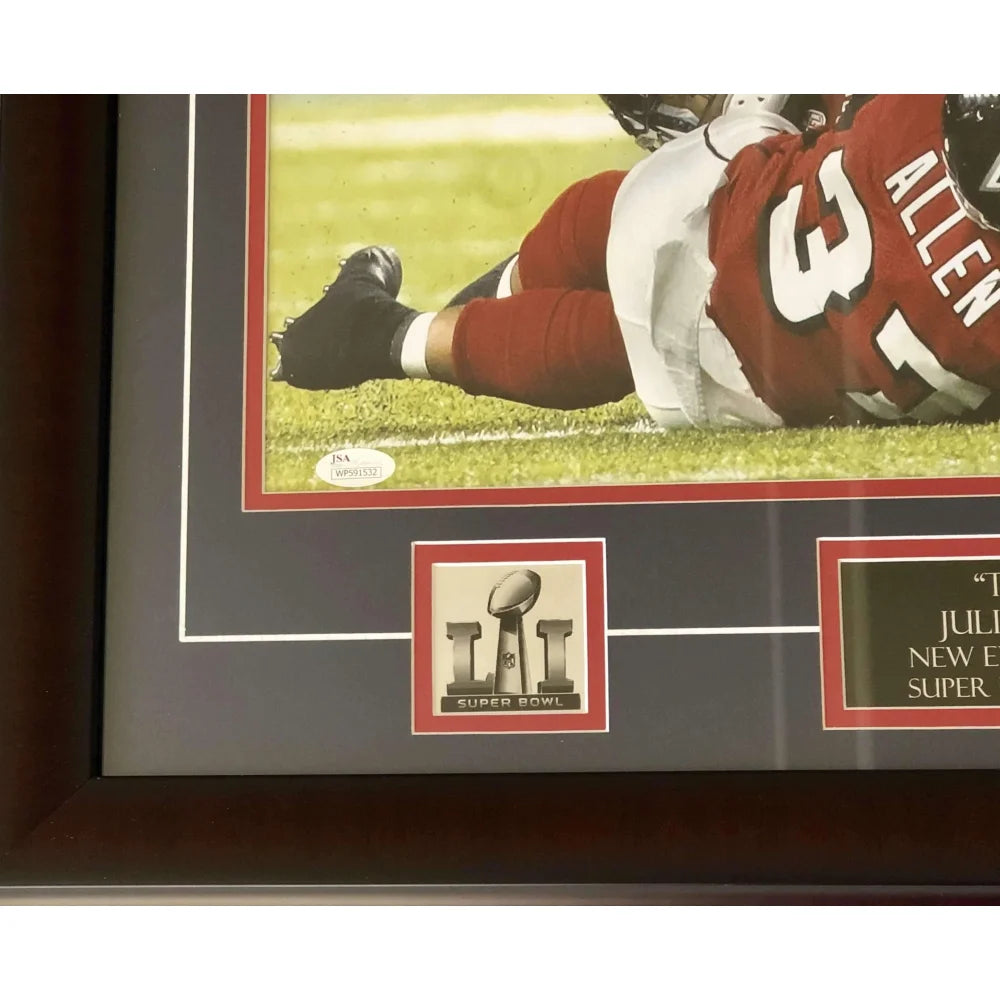 Julian Edelman Autographed 16x20 Super Bowl Photo Framed with Patriots COA & JSA Certificate - Perfect for Patriots Fans, Sports Memorabilia Collectors, and Man Cave Decor