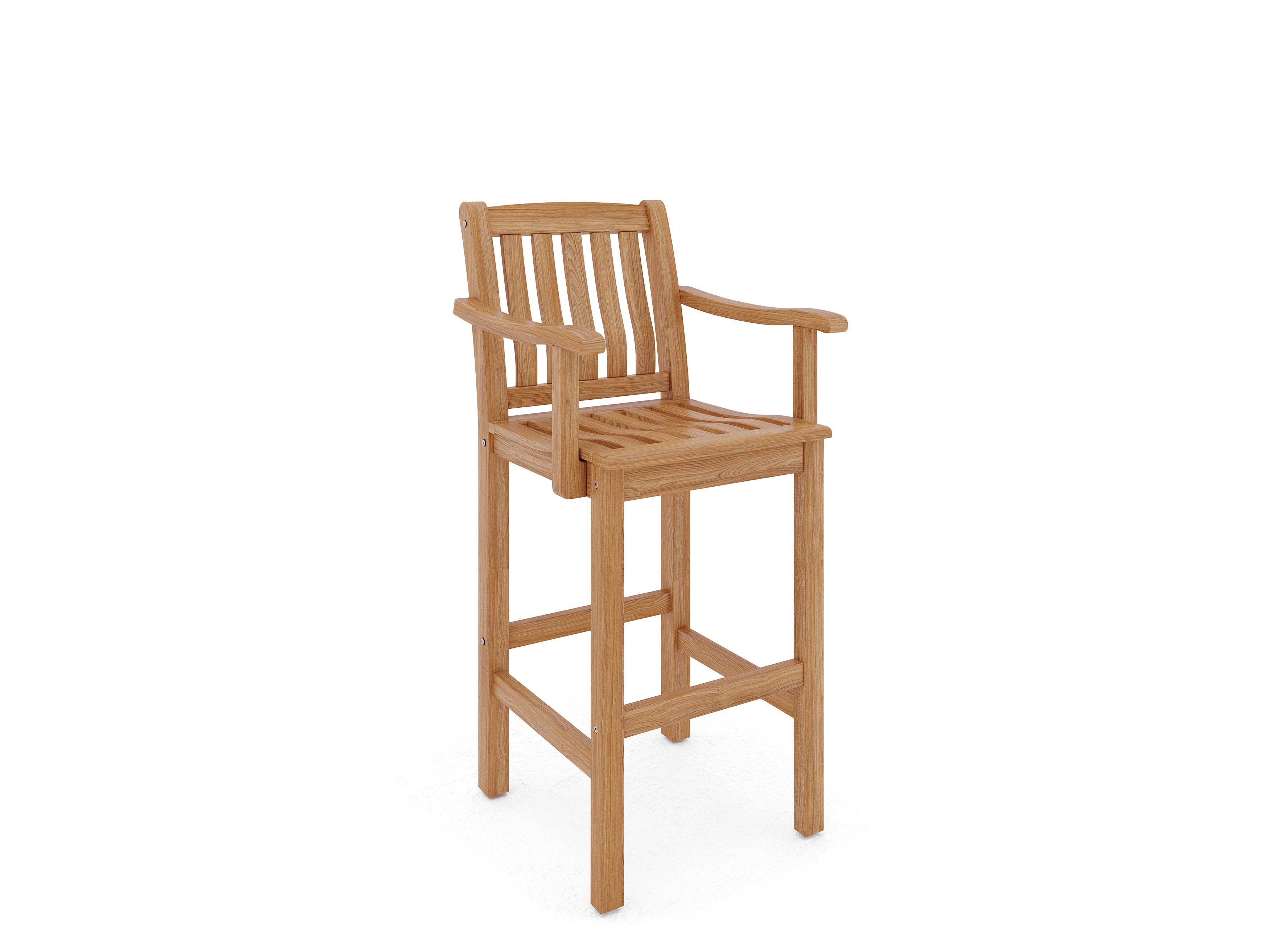 Premium Teak Outdoor Bar Height Dining Armchair - Weather-Resistant Patio & Poolside Seating for Restaurants, Decks & Backyards