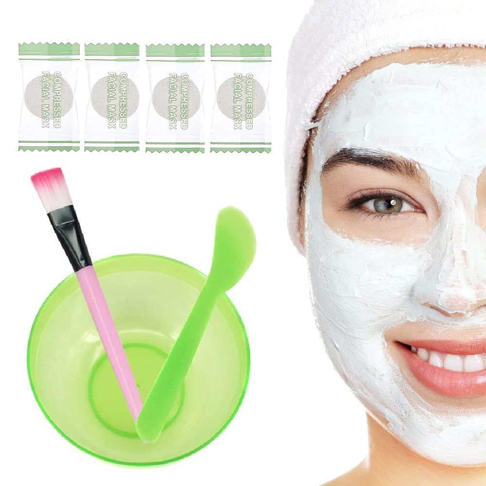 Ghelonadi Professional Face Mask Mixing Kit - Includes Bowl, Brush, Spatula & Tablets for DIY Skincare at Home or Salon (4-Piece Multicolor Set) - Perfect for Spa Days, Facial Treatments & Self-Care Routines