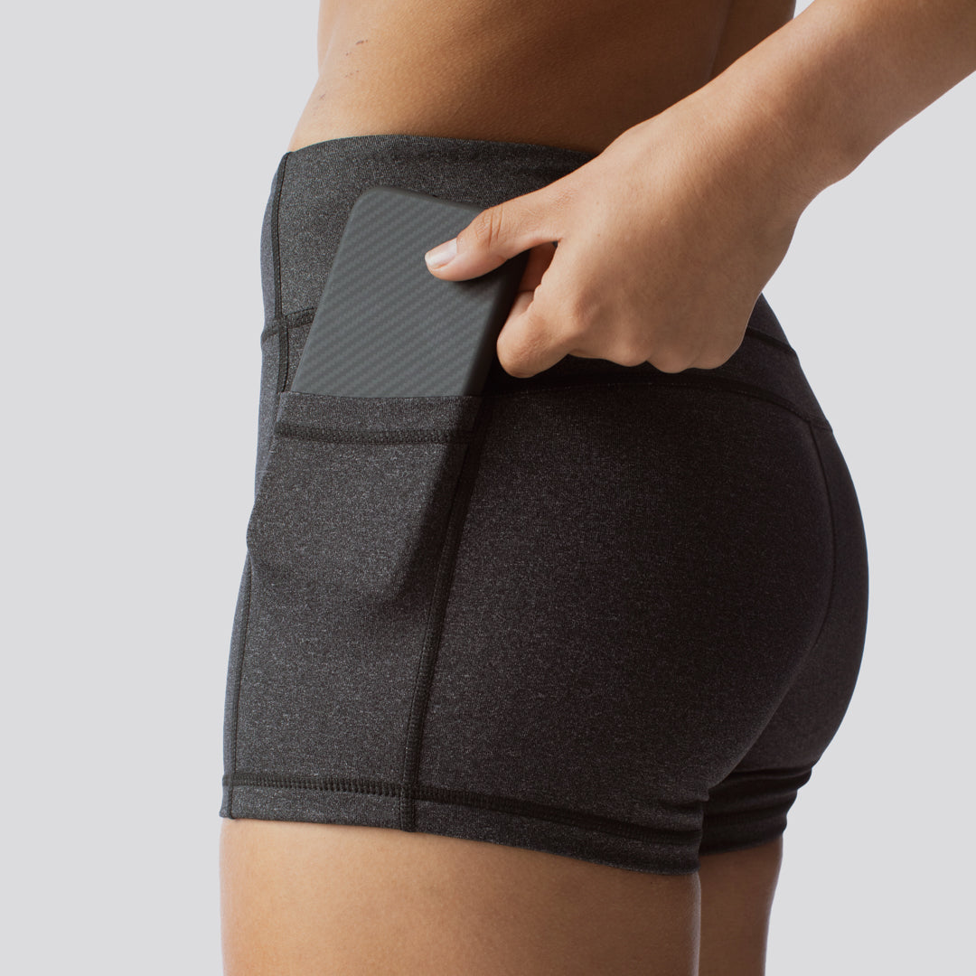 Rise & Grind Booty Shorts for Women - High Waisted Workout Shorts (Heather Grey) | Gym, Yoga, Running & Casual Wear