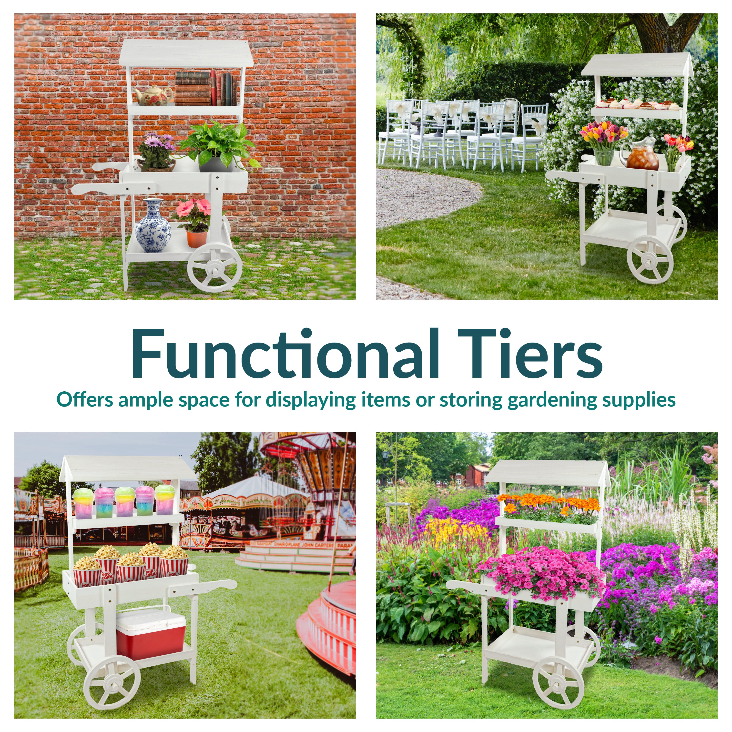 Sunnydaze Country Market Flower Cart Display Stand - 49.25