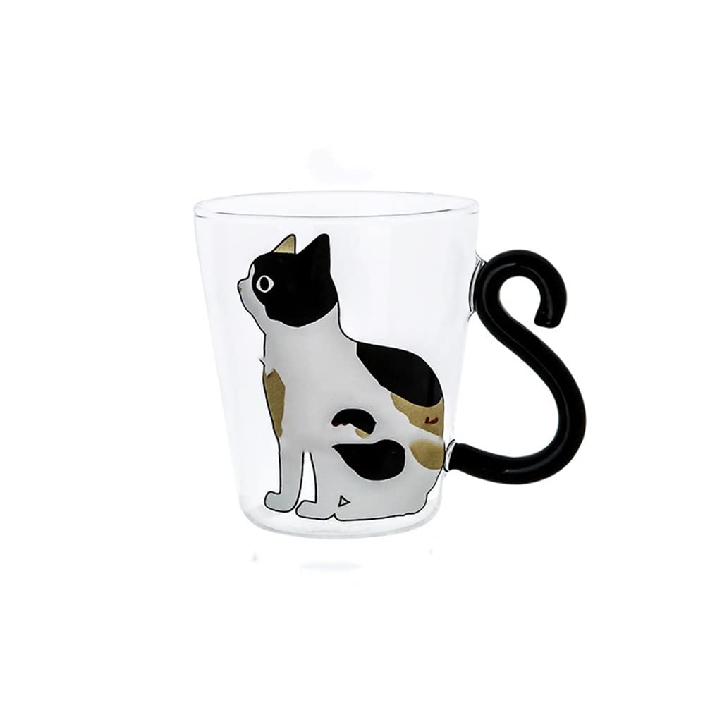 Cute Cartoon Cat Coffee Mug - 300ML Glass Cup for Coffee, Milk Tea, Water, Red Wine, Beer & Champagne - Reusable & Durable - Perfect for Kids, Home, Office & Gifts (Color: A)