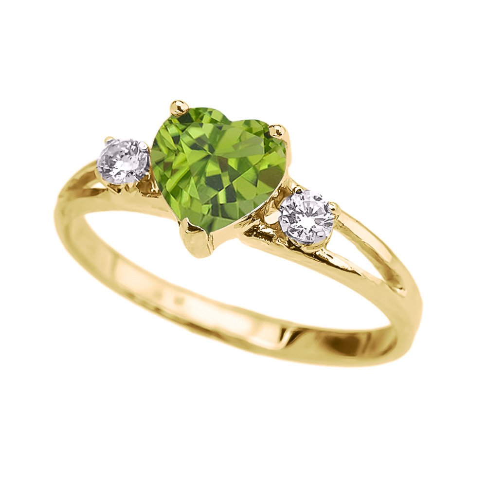 10k Yellow Gold August Birthstone Heart Ring with White Topaz - Modern Contemporary Promise & Proposal Ring for Women, Perfect for Anniversaries, Engagements & Special Occasions