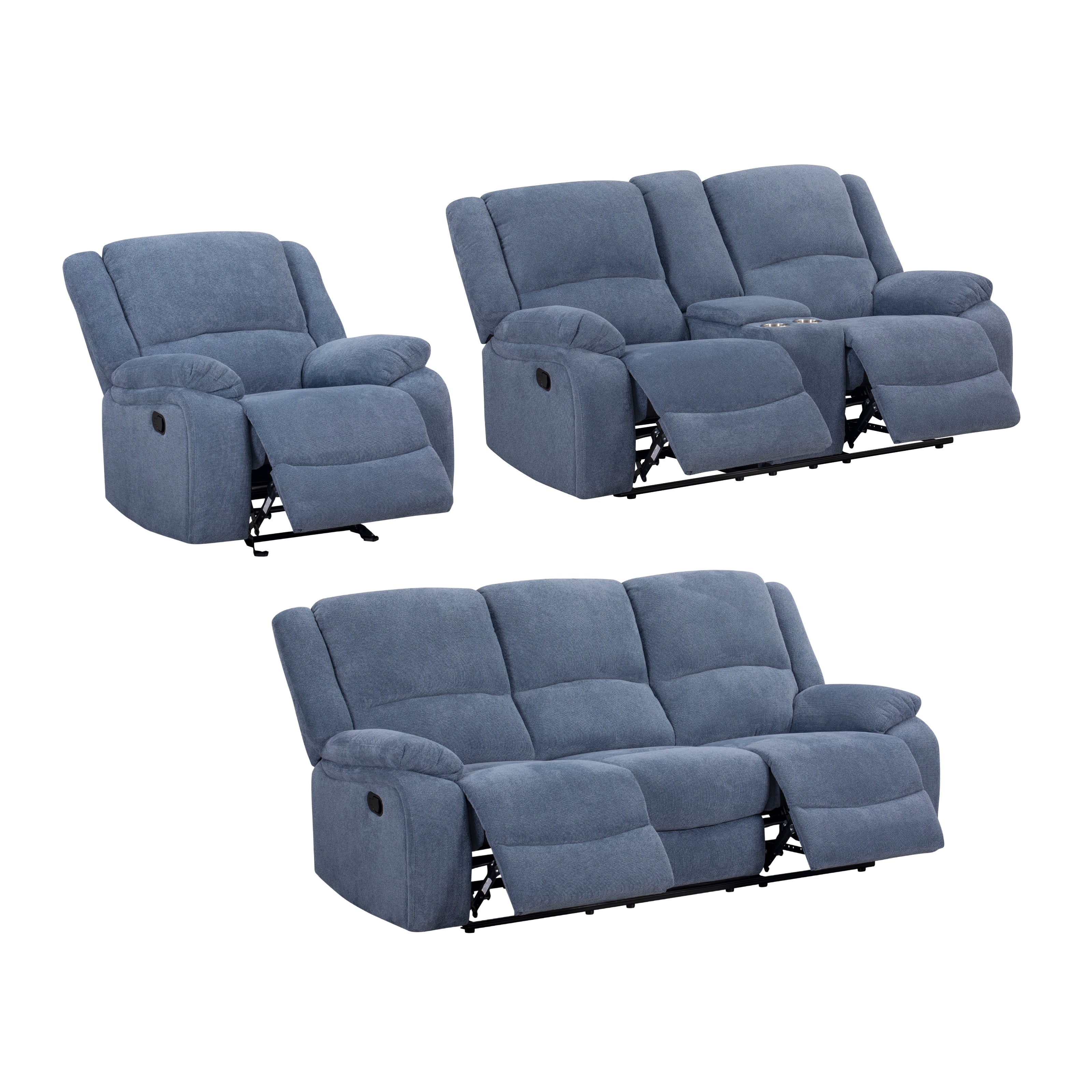Roundhill Furniture Blitz Transitional Living Room Reclining Sofa Set - Modern Comfort for Relaxing & Entertaining - Perfect for Family Movie Nights & Cozy Evenings