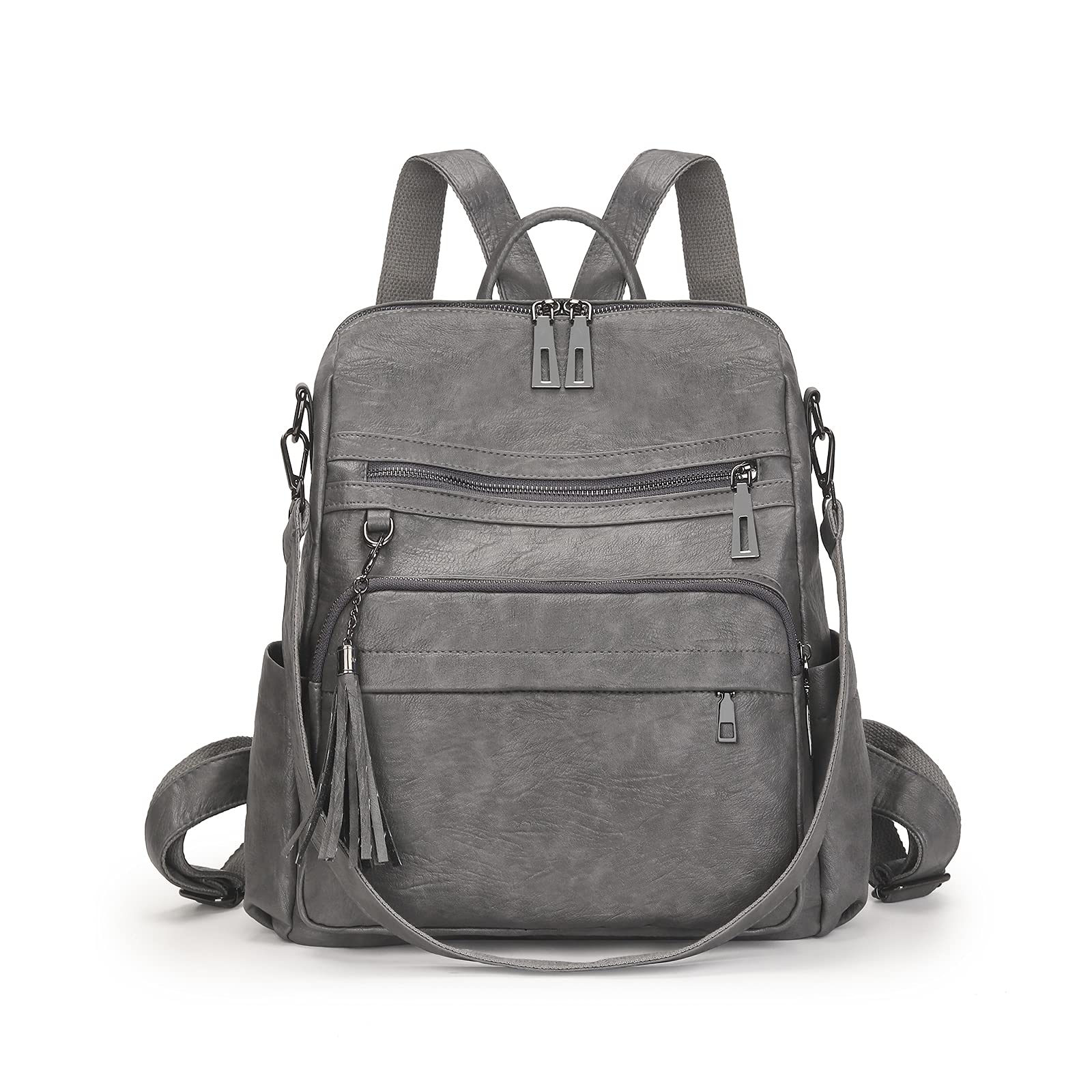 Stylish Artwell Women's PU Leather Backpack Purse - Fashionable Large Tote Shoulder Bag with Tassel Design for Travel, Work & Daily Use | Durable Rucksack for Commuting, Shopping & College Life