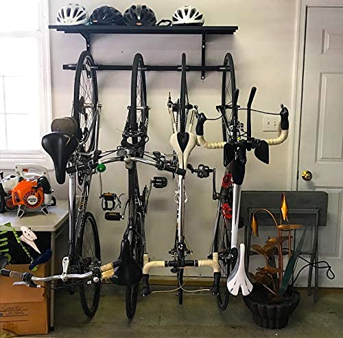 StoreYourBoard 5-Bike Wall Mount Garage Rack - Adjustable Bicycle Storage Hanger System with Shelf | Space-Saving Bike Organizer for Home, Garage & Apartments