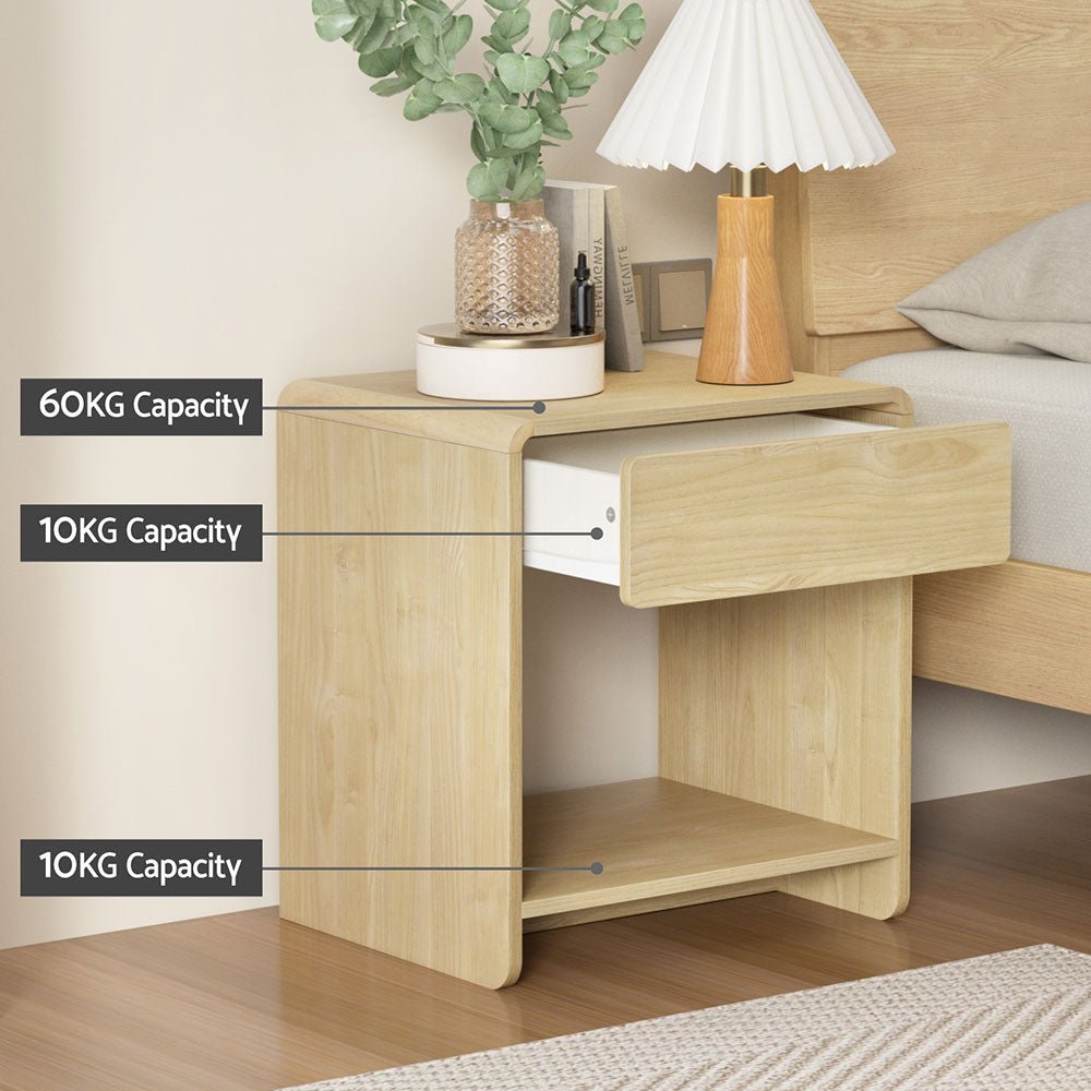 Modern Pine Bedside Table with Drawer and Open Shelf - Perfect for Bedroom Storage and Nightstand Organization