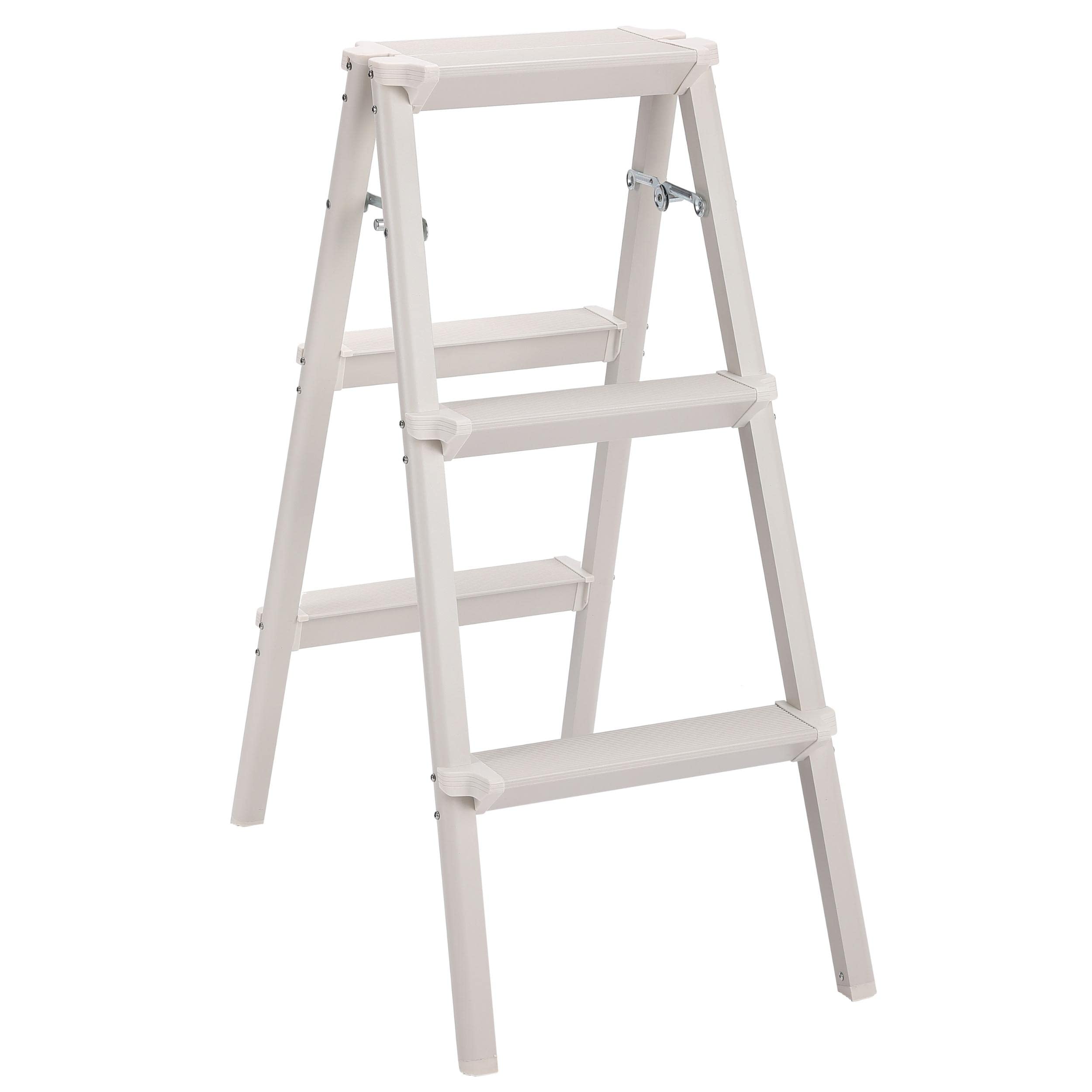 BIRDROCK HOME 3-Step Compact Steel Step Ladder - Lightweight Folding Stool with Anti-Slip Steps - Perfect for Kitchen, Pantry, Closet & Home Office - Indoor Step Stool in Silver (3-Step) - Ideal for Reaching High Shelves, Changing Light Bulbs & Home Organization