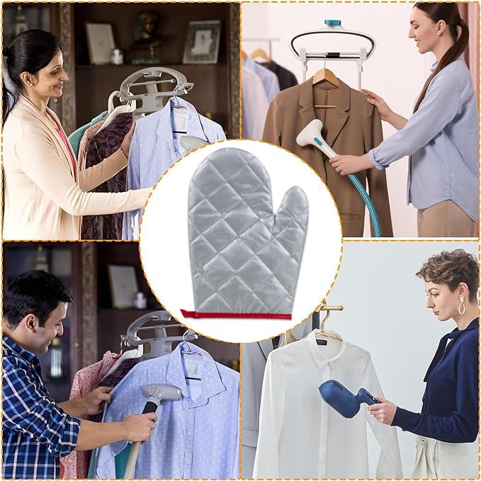 Heat Resistant Ironing Gloves for Garment Steamer - 2PCS Flexible Anti-Steam Gloves, Waterproof Protective Gloves for Clothes Steaming & Ironing (Perfect for Home Use, Laundry, and Professional Tailoring)