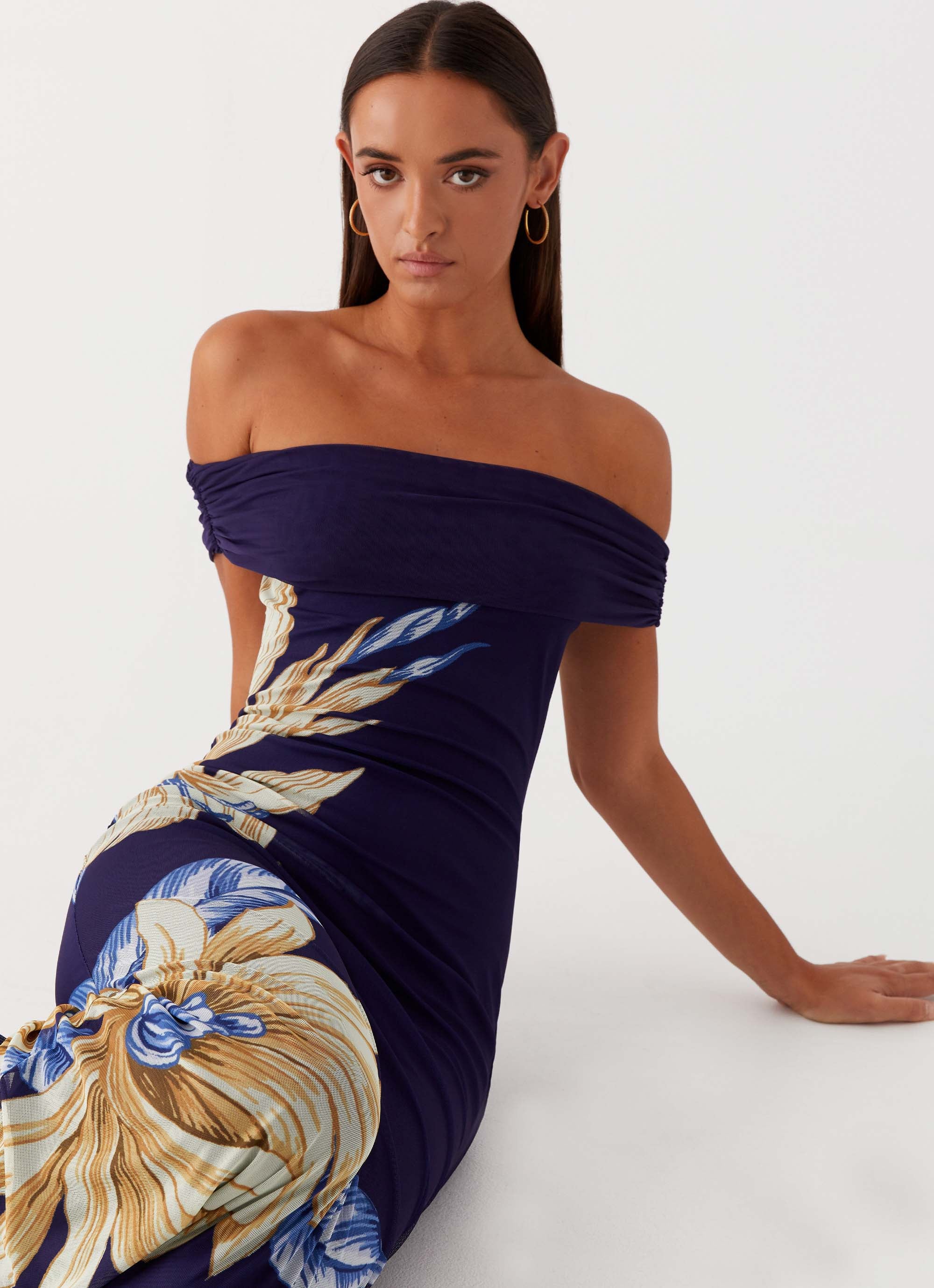 Elegant Navy Maxi Dress for Women - Flowy Summer Beach Dress with Side Slits | Perfect for Vacations, Parties & Casual Outings