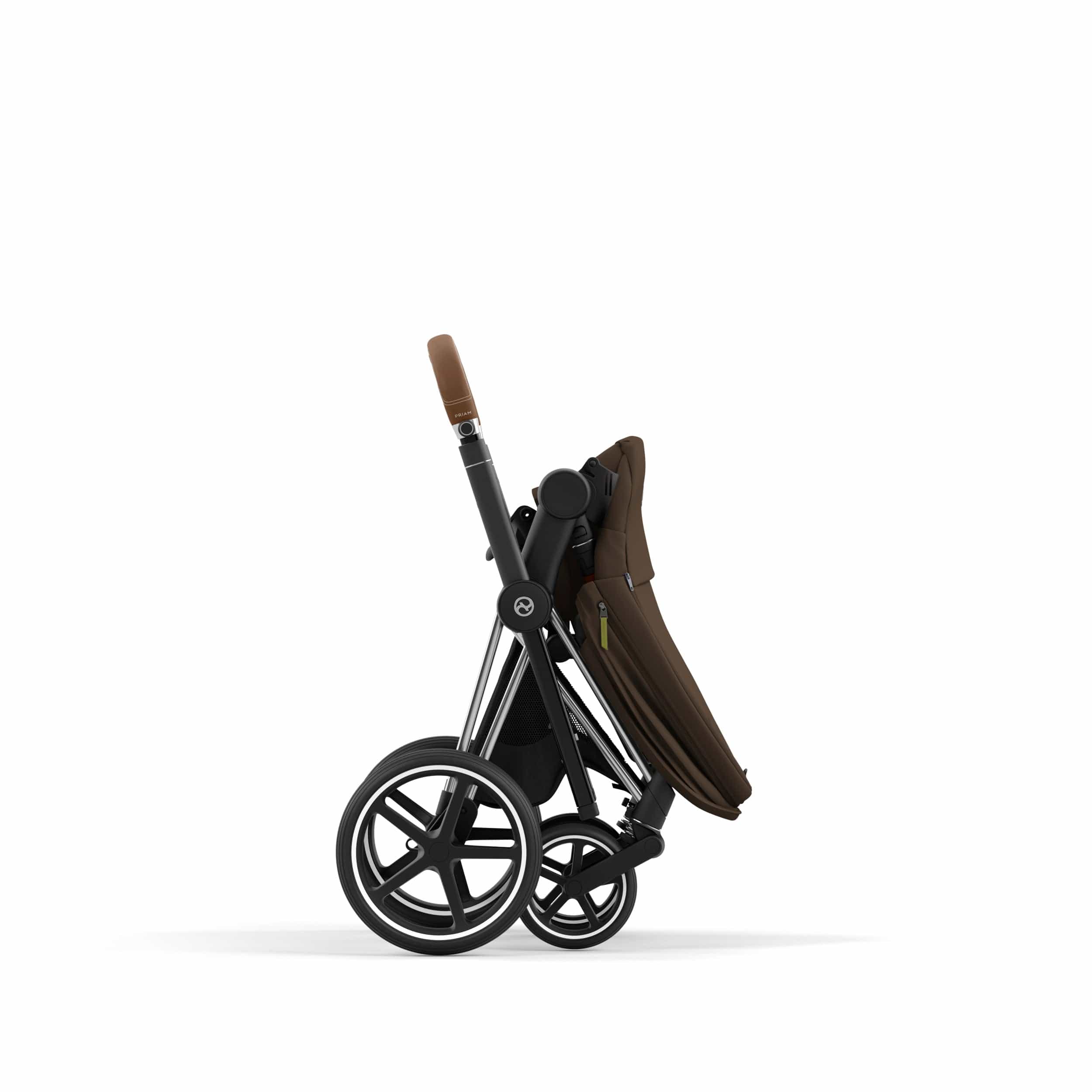 Cybex Priam 4 Complete Stroller - Luxury Chrome/Brown Baby Stroller with All-Wheel Suspension | Perfect for City Walks, Travel & Everyday Use