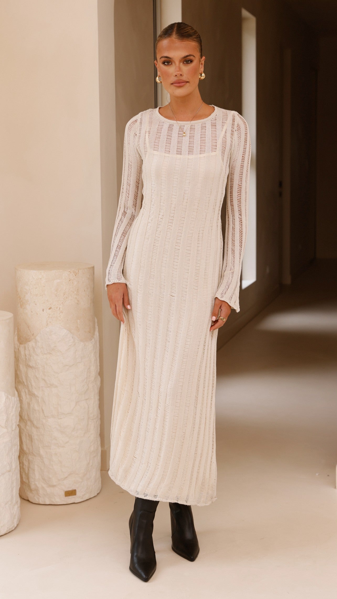Allure Maxi Dress in Beige - Elegant Long Flowy Summer Dress for Women | Perfect for Beach, Vacation, and Evening Outings
