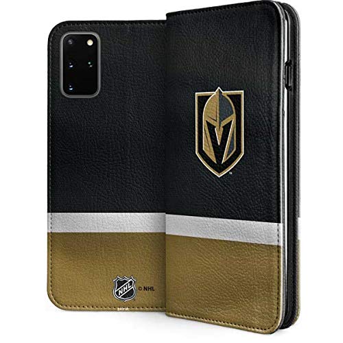 Officially Licensed NHL Vegas Golden Knights Jersey Design Faux-Leather Wallet Phone Case for Samsung Galaxy S20 Plus | Slim Protective Cover with Card Slots | Perfect for Hockey Fans & Everyday Use