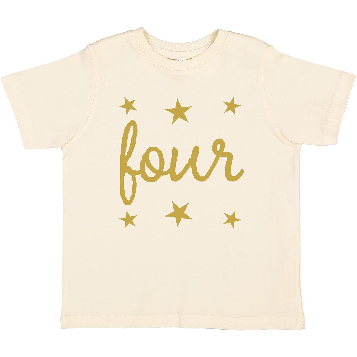 Inktastic 4th Birthday Gold 4 Year Old Toddler T-Shirt - Cute Birthday Outfit for Boys & Girls - Perfect for Birthday Parties & Photo Shoots