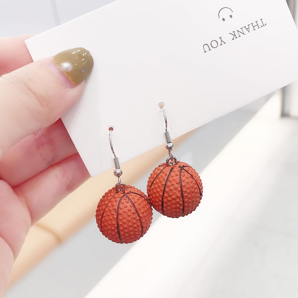 Stylish Basketball Dangle Earrings for Women - Cute Drop Hoop Jewelry - Perfect Sports Gift for Players & Fans - Great for Games, Workouts & Casual Wear