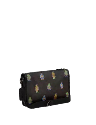 Coach Cosmic Heritage Convertible Crossbody Bag in Signature Canvas with Robot Print - Stylish & Functional for Everyday Use, Travel & Casual Outings