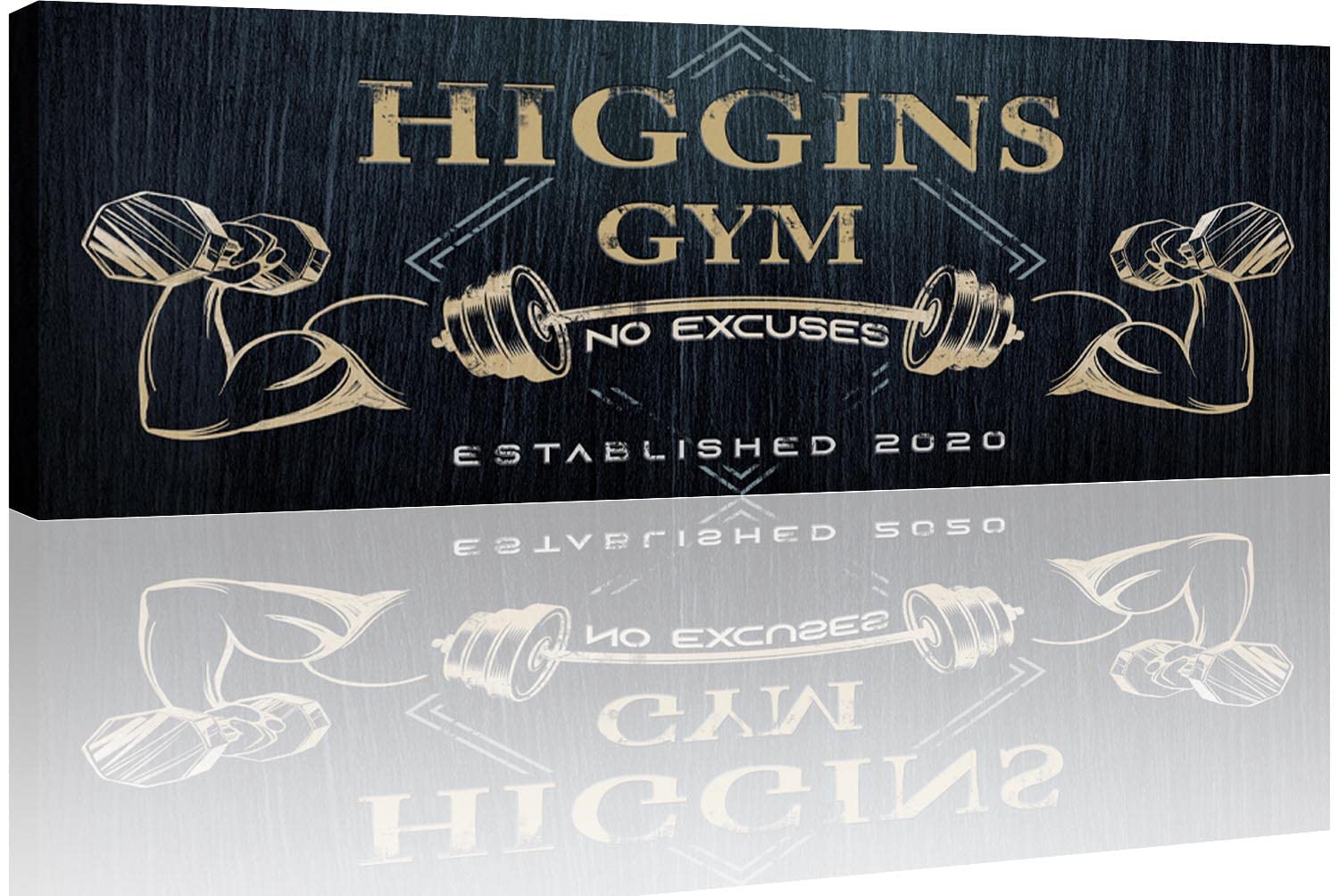 Personalized Gym Sign Wall Art - Custom Motivational Canvas for Home Gym, Workout Room & Fitness Centers - 48x16in Inspirational Workout Poster with Gym Name on Charcoal Background - Perfect for Home Decor, Garage Gym & CrossFit Studios