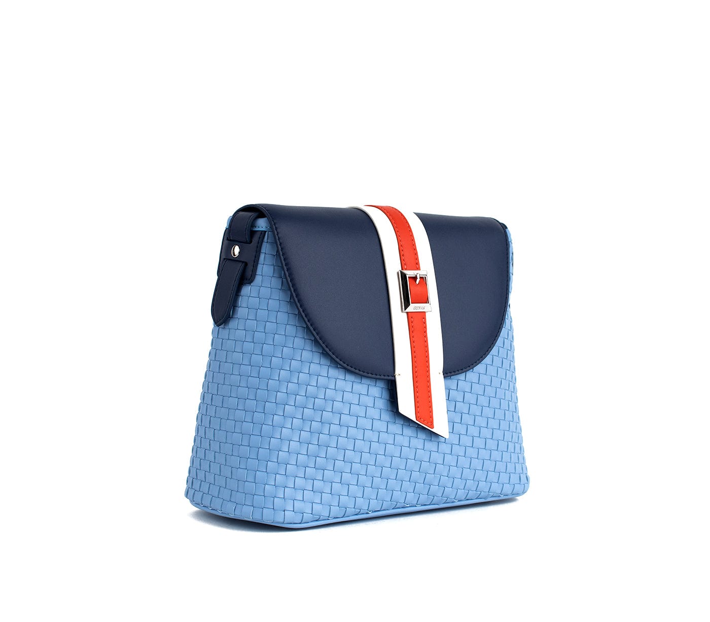 Kate Vegan Leather Basket Weave Crossbody Bag for Women | Blue Handbag | Perfect for Work, Travel & Everyday Use