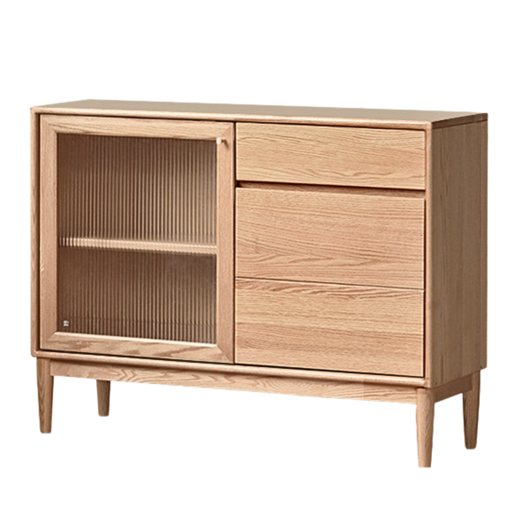 Solid Oak Wood Modern Dining Sideboard - Wall-Mounted Buffet Cabinet for Dining Room Storage & Decor