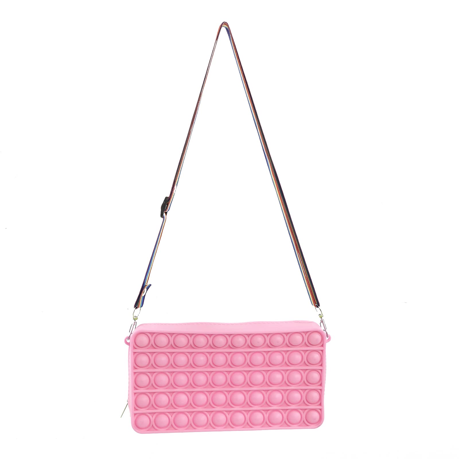 SOLILOQUY Pop Shoulder Bag - Fidget Sensory Toy for Girls & Women - Crossbody Bubble Popper Purse - Stress Relief & Anxiety Relief - Pink One Size Handbag for School, Travel & Daily Use