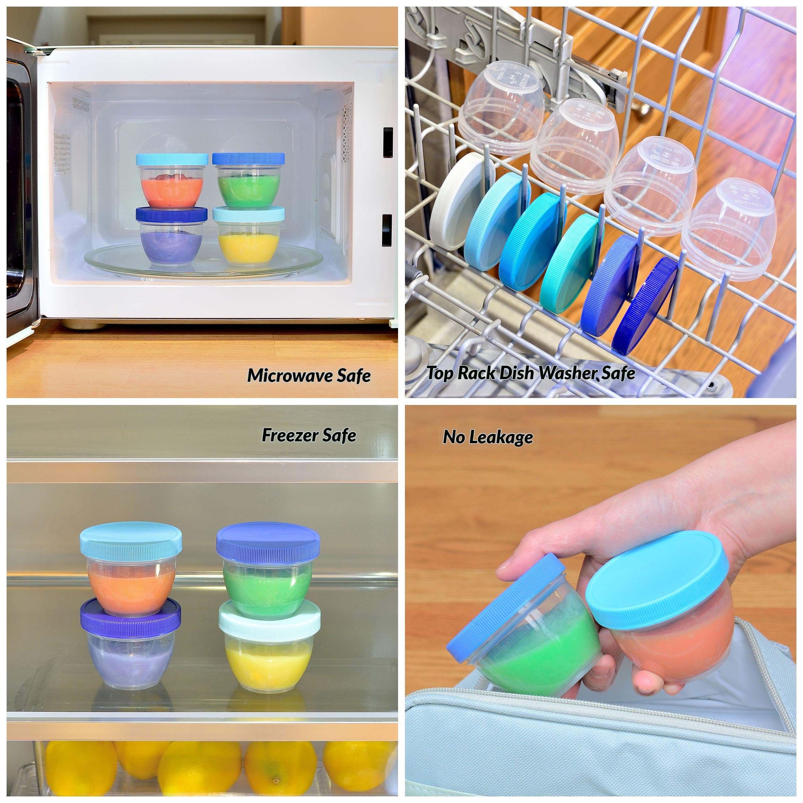 Youngever 18-Pack 180ml Baby Food Storage Containers with Lids & Labels - BPA-Free, Leakproof, Freezer & Dishwasher Safe - 9 Coastal Colors for Infant Puree, Breast Milk & Snacks - Perfect for Daycare, Travel & Meal Prep
