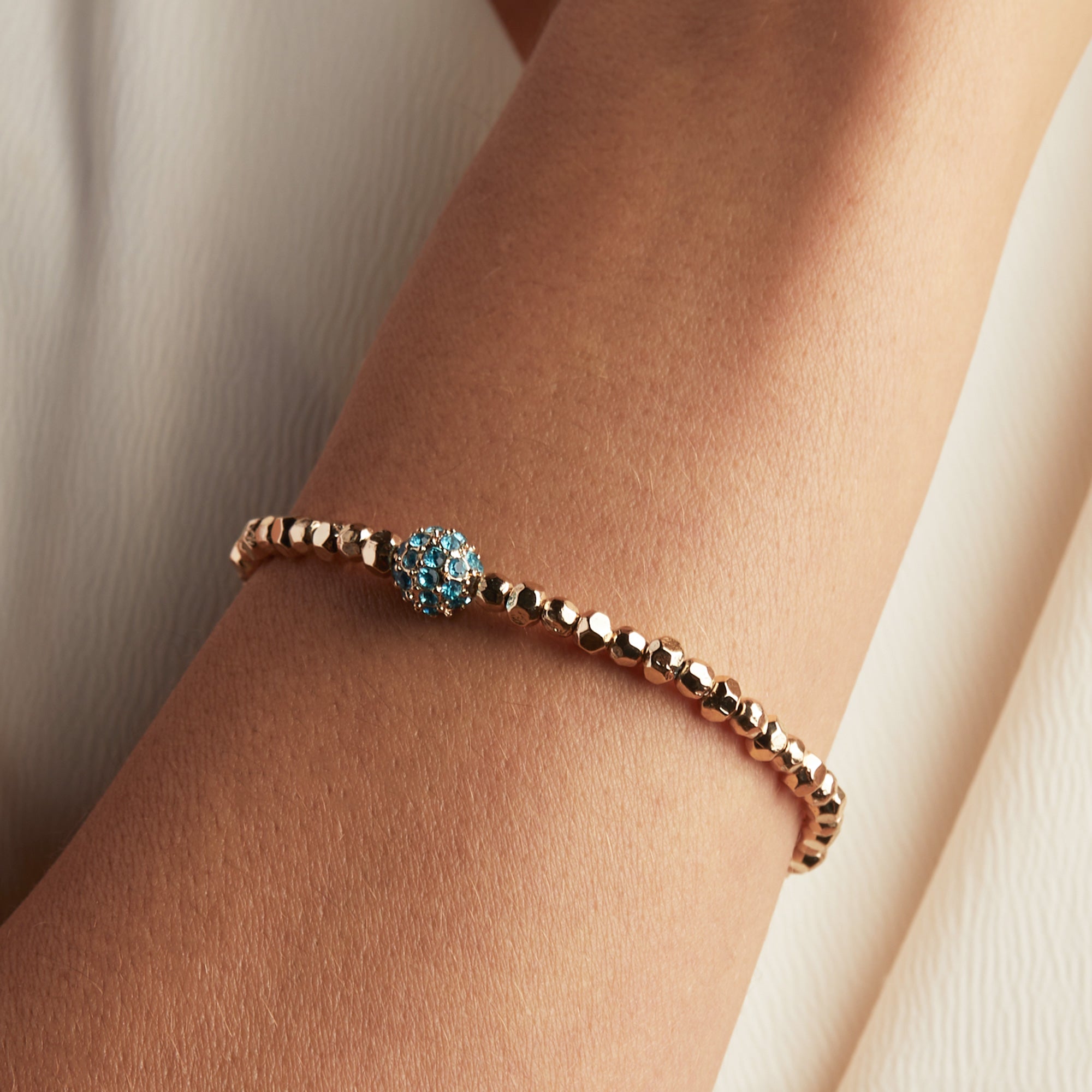 Blue Fireball Bracelet for Women - Stylish Crystal Beaded Adjustable Wristband - Perfect for Parties, Weddings & Everyday Fashion Accessories