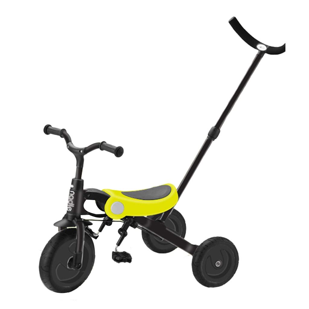 Xing Hua Shop Lightweight Foldable Stroller Tricycle for Kids 1-6 Years - 3 Wheel Push Bike with Handle, Yellow (55x44x88cm) - Perfect for Outdoor Play, Park Rides & Learning to Cycle